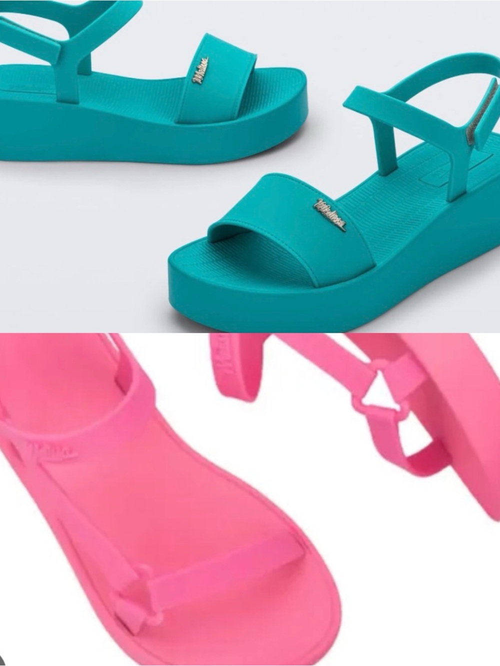Melissa lot of 2 Women's Platform Sandals in Teal and Hot Pink sz 9 USA